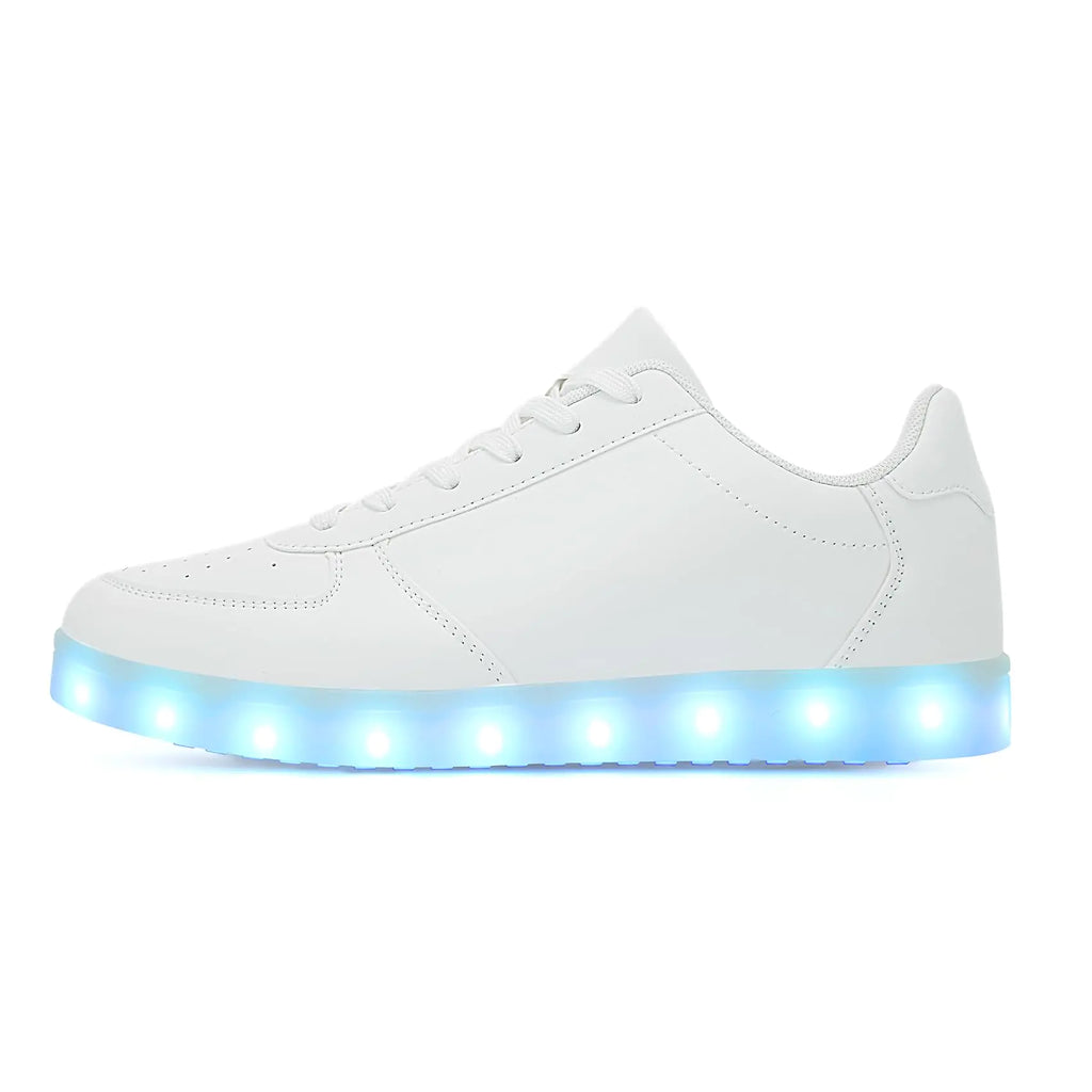 OEKLA Unisex LED Shoes Fashion Light Up Shoes Breathable USB Charging Light Up Sneakers Glowing Luminous LED Shoes for Men Women (White Adult Men 3 Numeric US Footwear Size System Medium)