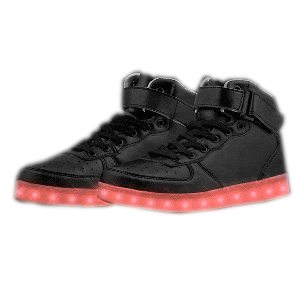 LED Flashing Multicolor Black Hightop Sneaker Shoes Size Five and a Half