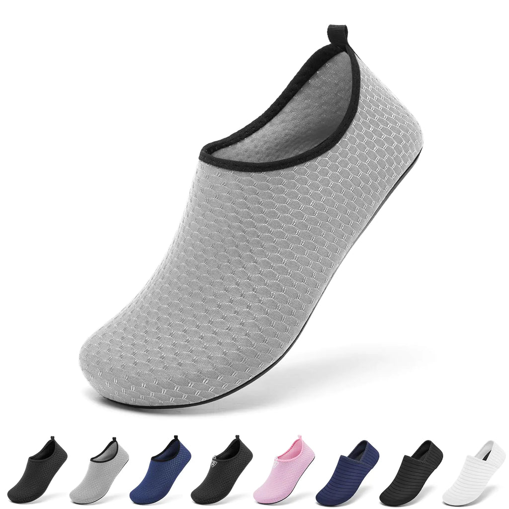 Racqua Water Shoes Lightweight Pool Wet Quick-Dry Aqua Socks Shoes Non-Slip Sea Shoes Beach Swim Shoes for Men Women Grey 10-11 Women/9-10 Men