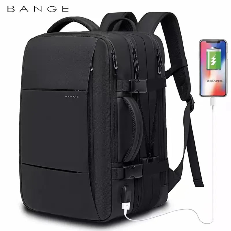 BANGE Travel Backpack Men Business Backpack School Expandable USB Bag