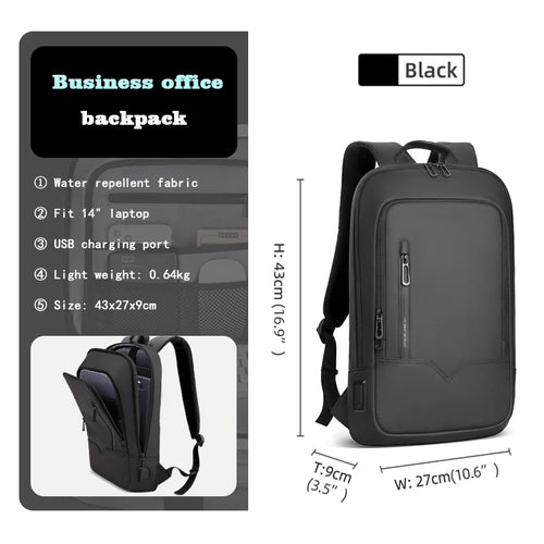 MARK RYDEN Thin Backpack For Laptop 15.6in Waterproof Minimalist