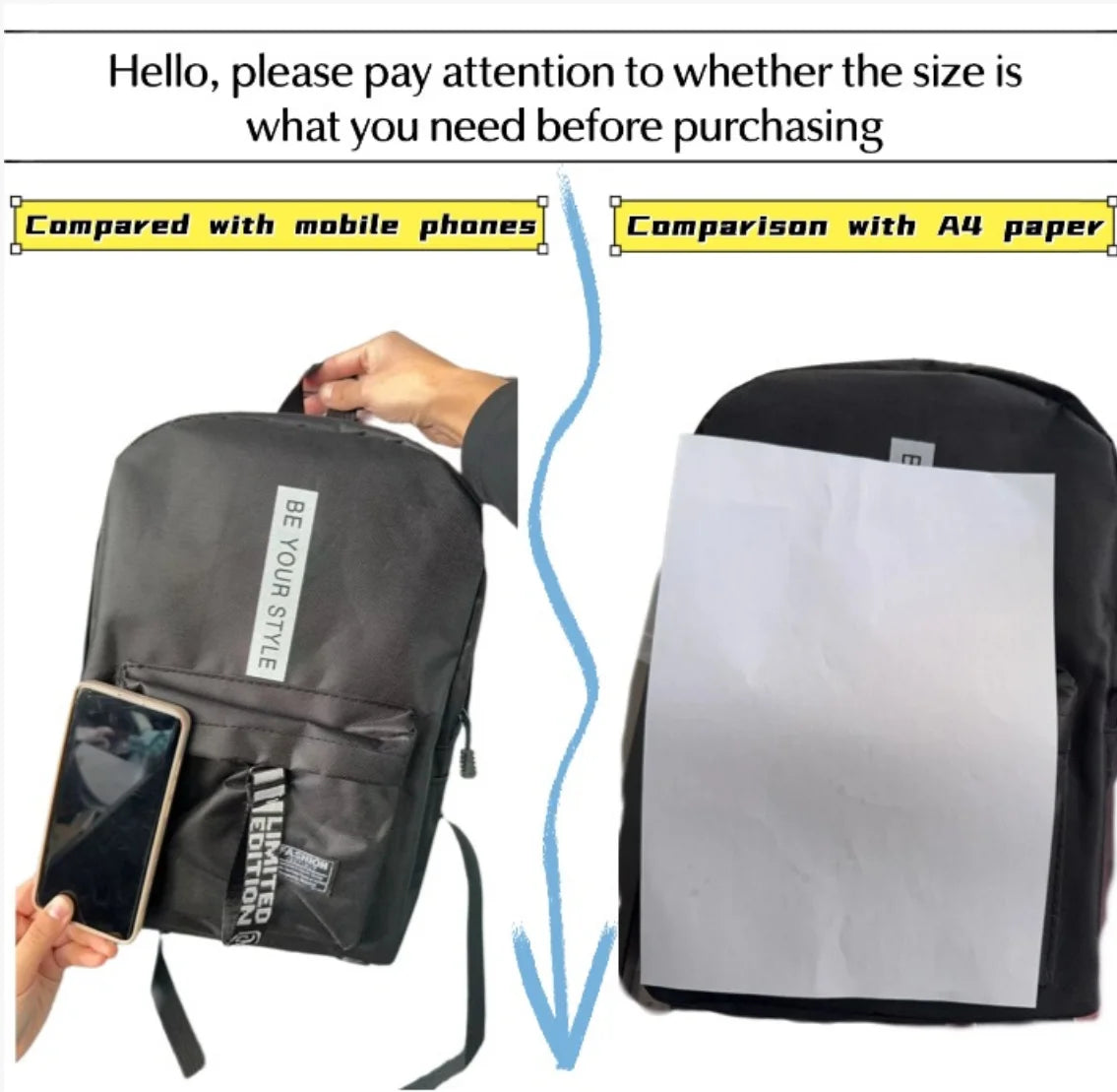 Fashion trend backpack backpack for men and women junior high school