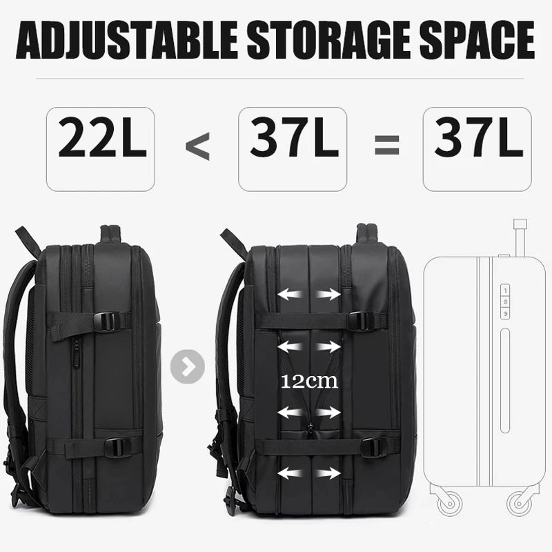 BANGE Travel Backpack Men Business Backpack School Expandable USB Bag