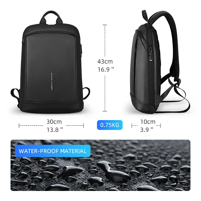 MARK RYDEN Thin Backpack For Laptop 15.6in Waterproof Minimalist