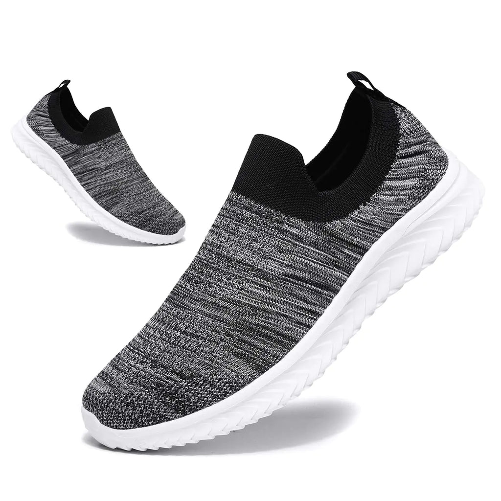 SPRGREEN Mens Running Shoes Casual Breathable Walking Shoes Slip-On Shoes Athletic Fashion Sneakers Mesh Workout Sports Shoes Ultra Lightweight Comfortable (Grey White Adult Men 10 Numeric US Footwear Size System Medium)