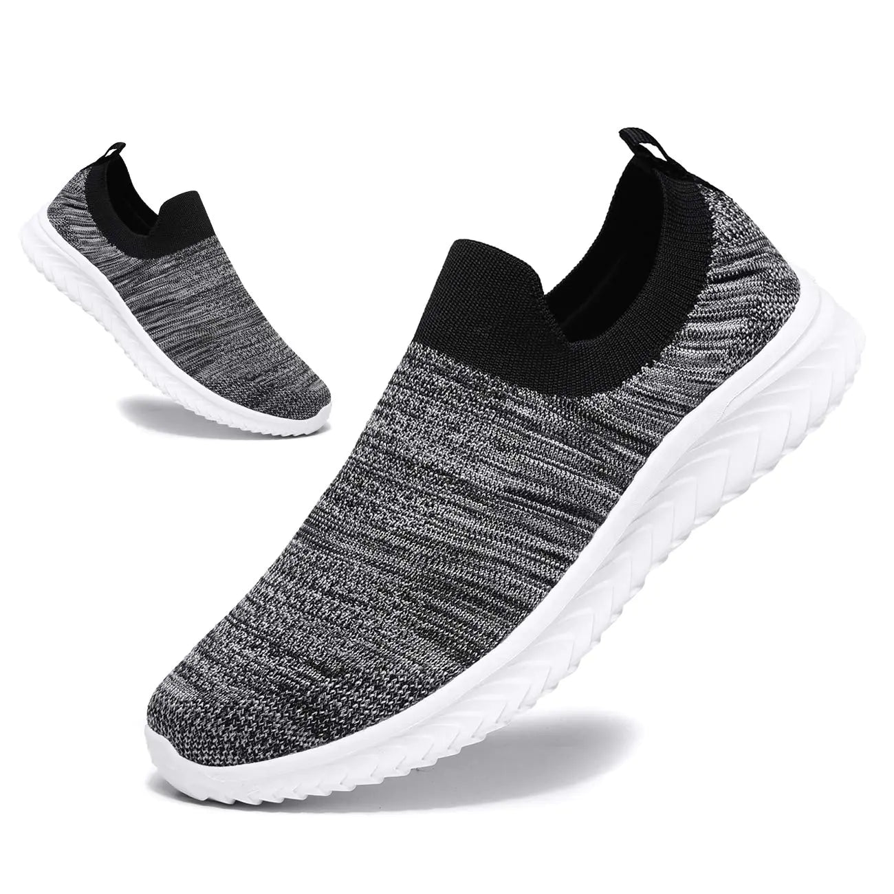 SPRGREEN Mens Running Shoes Casual Breathable Walking Shoes Slip-On Shoes Athletic Fashion Sneakers Mesh Workout Sports Shoes Ultra Lightweight Comfortable (Grey White Adult Men 10 Numeric US Footwear Size System Medium)