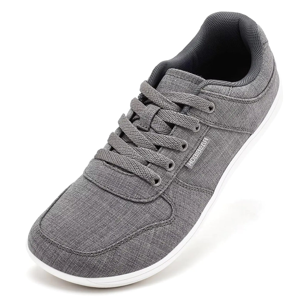 HOBIBEAR Unisex Canvas Shoes Mens Wide Barefoot Shoes Womens Classic Casual Shoes Zero Drop Sole (Gray Men 8.5/Women 10.5)