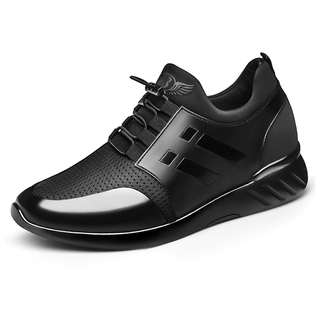 wmzsxov Mens Casual Leather Shoes Slip on Fashion Comfortable Elevator Dress Sneakers Shoes for Men Black Business Walking Shoes (8.5Black Mesh)